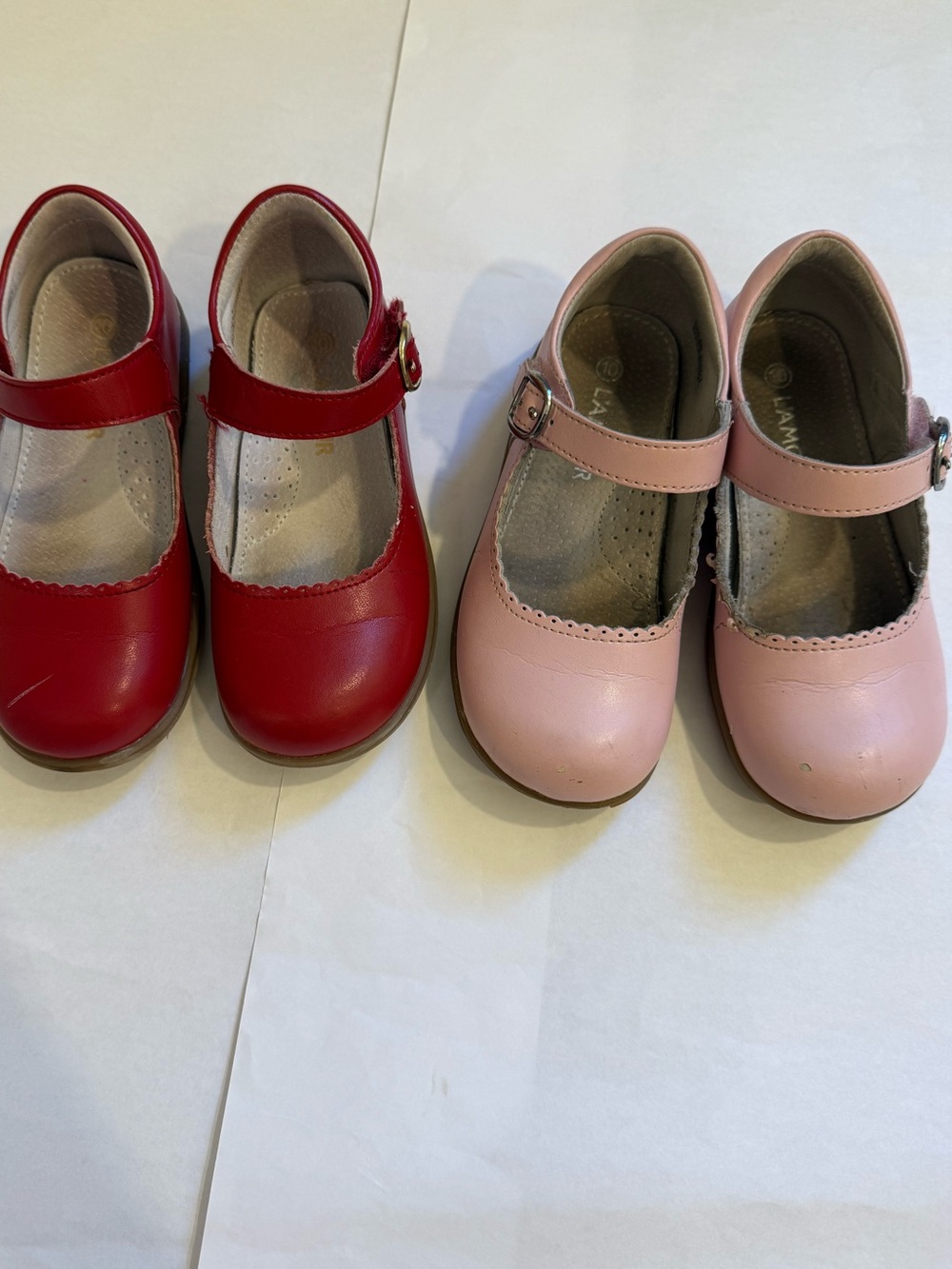 L'Amour Girls Mary Jane Shoes in Red and Pink